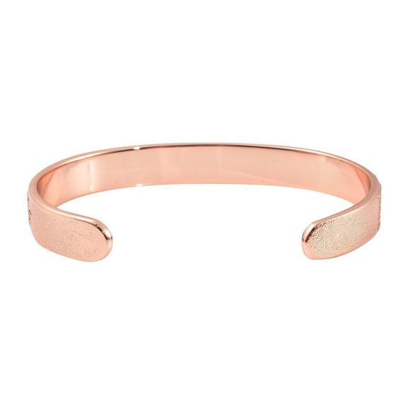 Chinese Symbol Pattern Adjustable Cuff Bracelet in Rosetone (6.50 In) - Picture 6 of 7